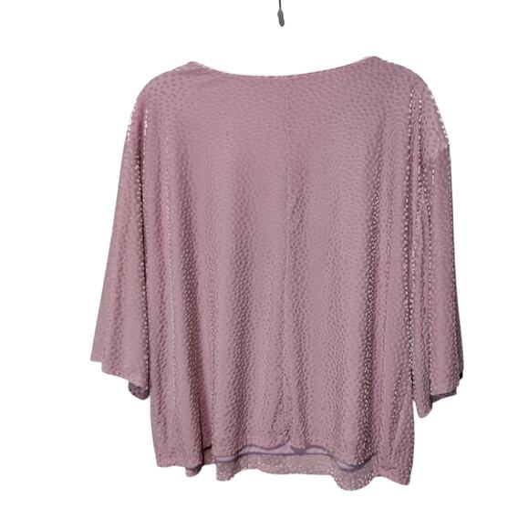 Apt 9 Women's Sz XXL Blush Pink Burnout Polka Dot Cropped Boxy Shirt 1/2 Sleeve - Picture 6 of 6